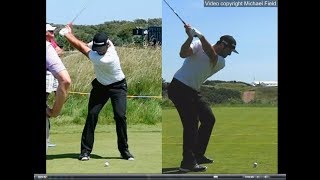 Jon Rahm golf swing  Long Iron faceon amp downtheline July 2017 [upl. by Siloum]