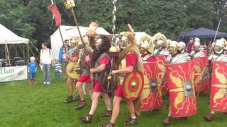 Roman Reenactment at the Amphitheatre in Caerleon Marching In [upl. by Anidem]