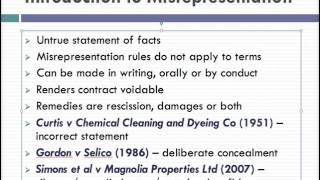 Misrepresentation Lecture 1 of 4 [upl. by Jandy]